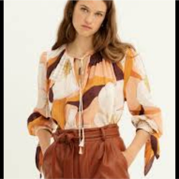 Antik Batik| Miami Floral Blouse Peach Size Small 38 - Picture 11 of 11